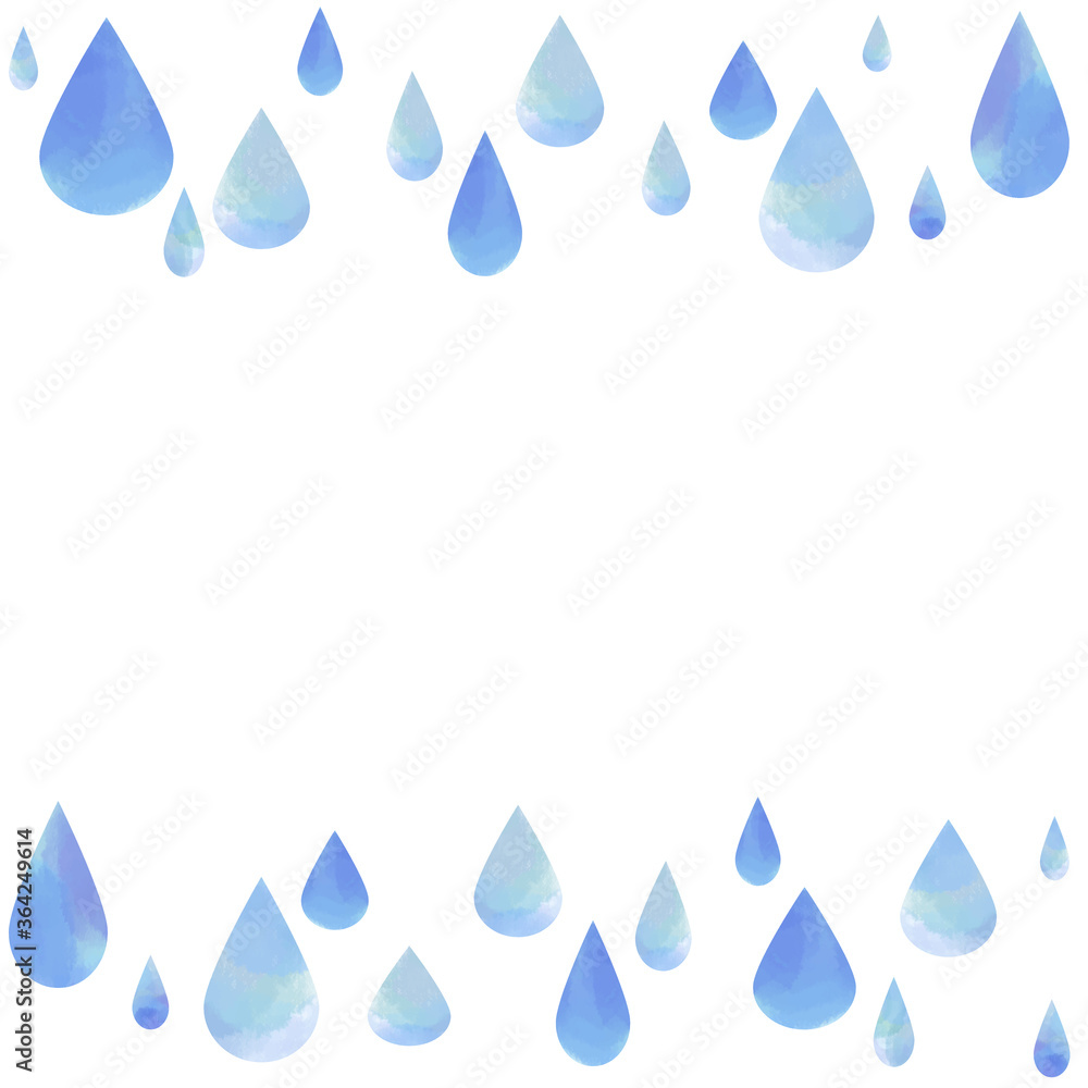 雨のフレーム 梅雨シーズン用ベクター枠 水彩風イラスト Stock Vector Adobe Stock