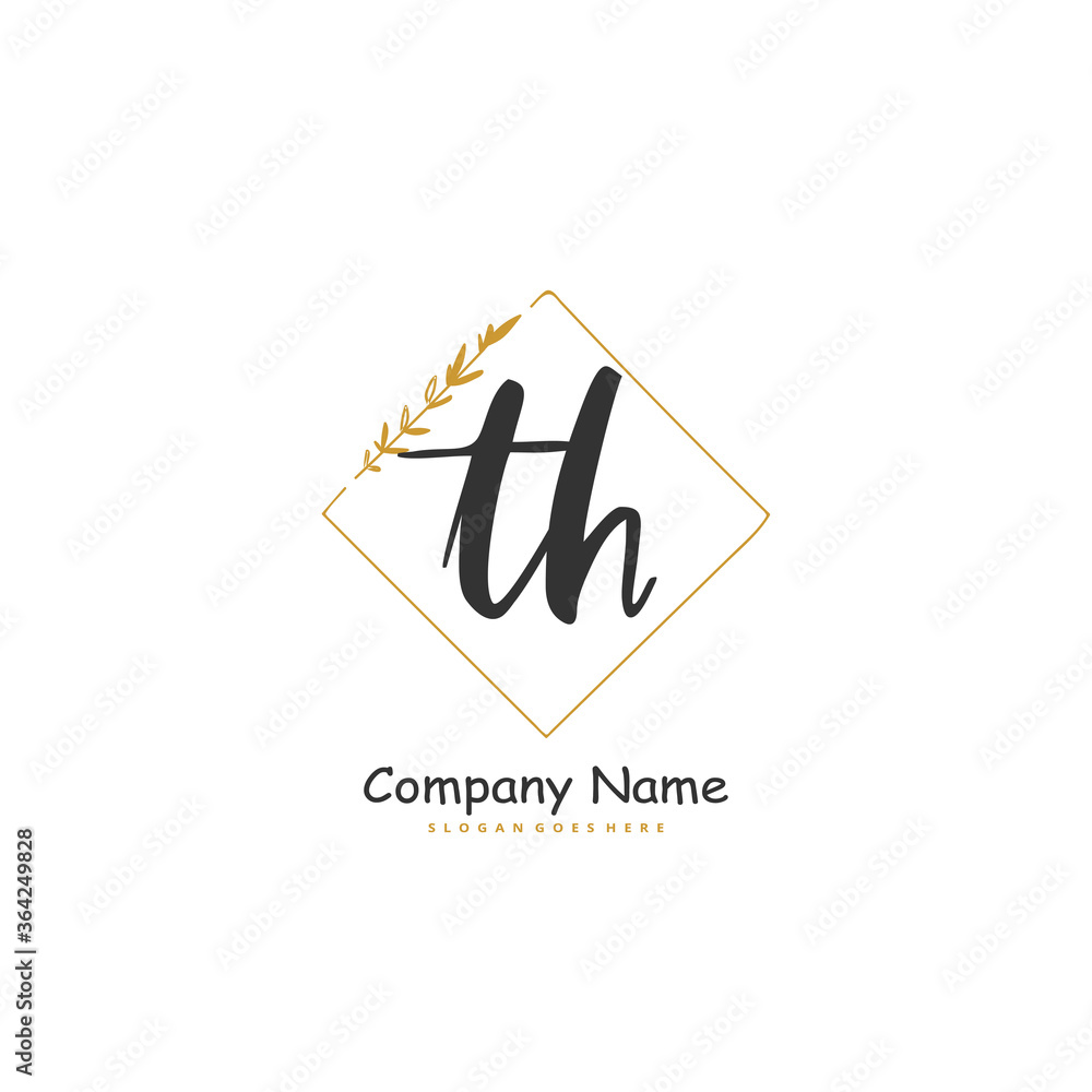 T H TH Initial handwriting and signature logo design with circle. Beautiful design handwritten logo for fashion, team, wedding, luxury logo.