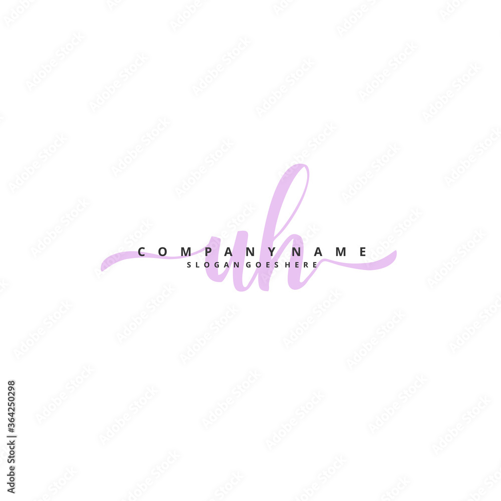 U H UH Initial handwriting and signature logo design with circle. Beautiful design handwritten logo for fashion, team, wedding, luxury logo.