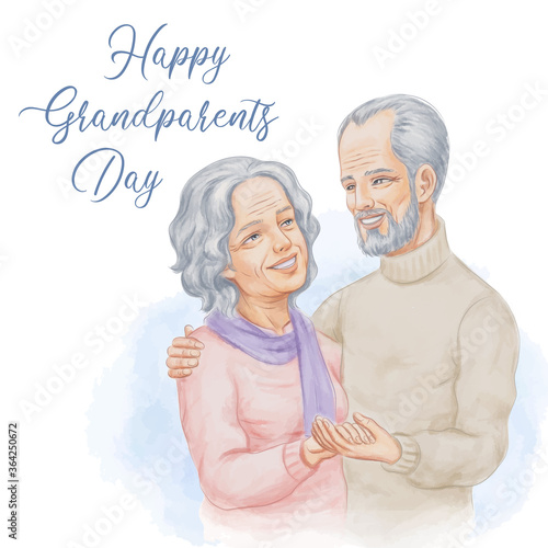 Grandparents Watercolor Illustration