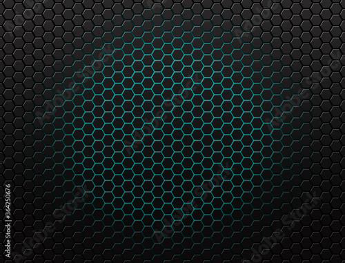 Abstract black of futuristic surface hexagon pattern. 3D illustration.