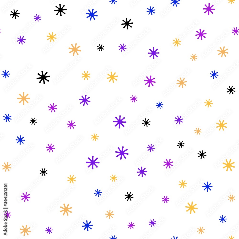 Light Blue, Yellow vector seamless layout with bright snowflakes. Shining colorful illustration with snow on abstract template. Design for textile, fabric, wallpapers.