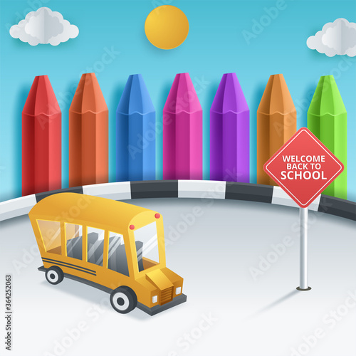 Back to school with school items and elements. background and poster for back to school
