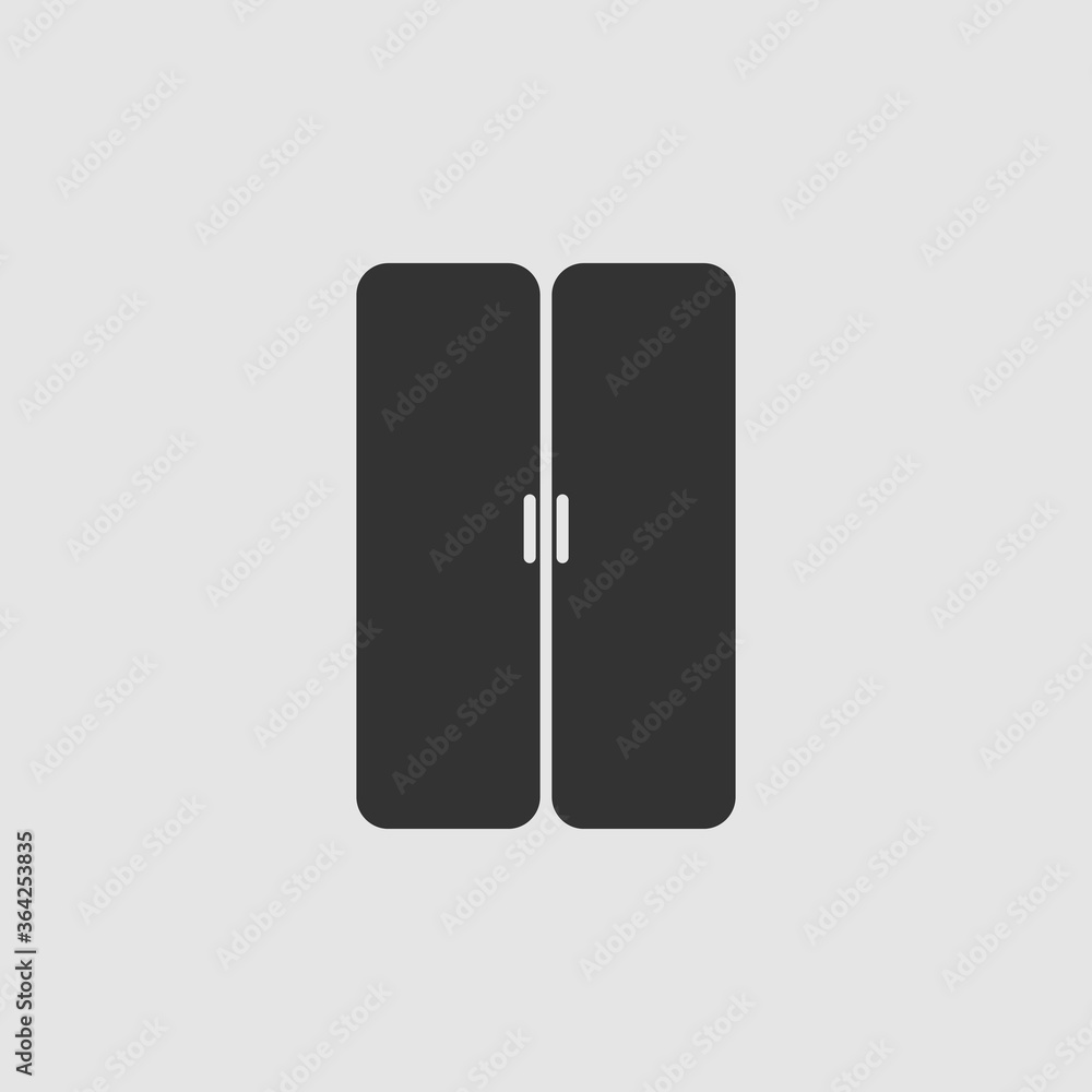 Double door icon flat Double door icon flat