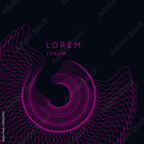 Bright poster with dynamic waves. Modern vector illustration.