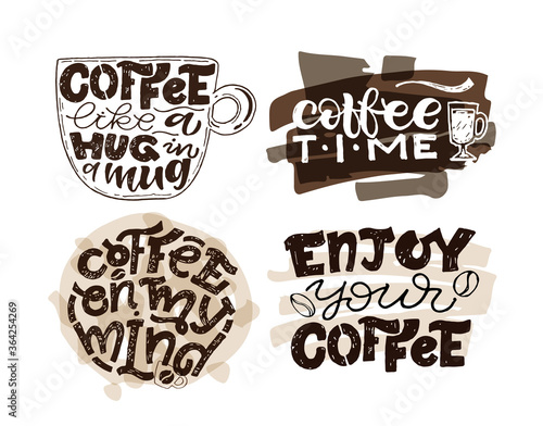 Coffee time - cute hand drawn doodle lettering art. Lettering for poster, banner, web, patter, background, t-shirt design.