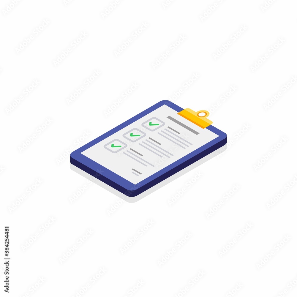 Checklist Isometric left view - Shadow icon vector isometric. Flat style vector illustration. Checklist Isometric left view - Shadow icon vector isometric. Flat style vector illustration.
