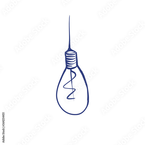 Outline illustration of a light bulb. Vector illustration on a white isolated background. For a logo, for icons in social networks. photo