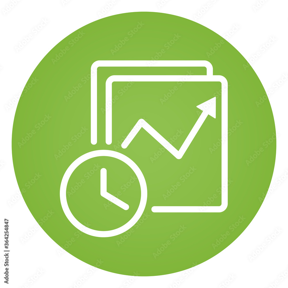 Clock and graph analytic outline vector icon. Clock and graph analytic outline vector icon.