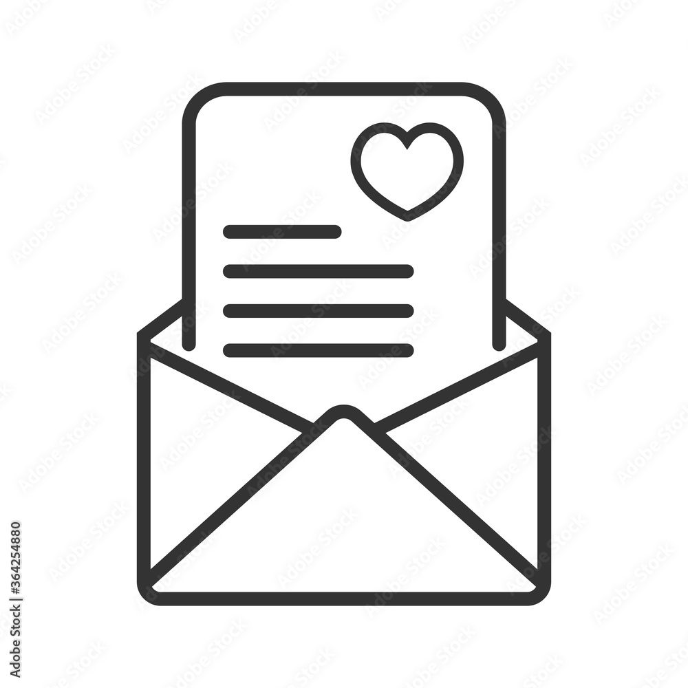 Envelope with Valentine heart icon isolated on white background. Message love. Letter love and romance. Vector Illustration Envelope with Valentine heart icon isolated on white background. Message love. Letter love and romance. Vector Illustration