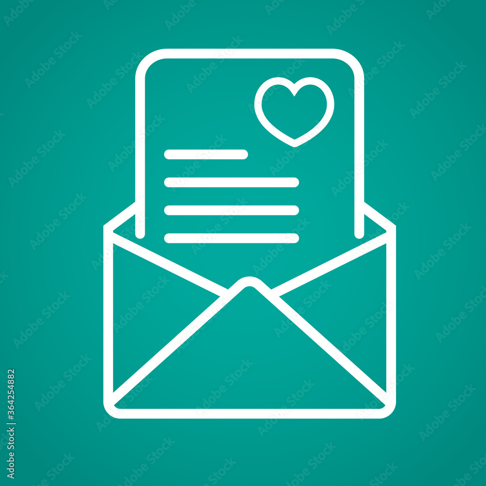 Envelope with Valentine heart icon isolated on white background. Message love. Letter love and romance. Vector Illustration Envelope with Valentine heart icon isolated on white background. Message love. Letter love and romance. Vector Illustration