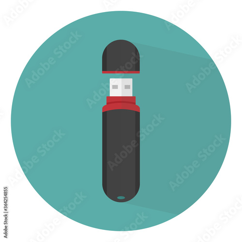 Flash drive flat icon with long shadow effect