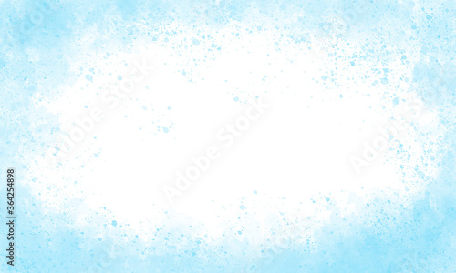 Elegant light grunge paint hand-drawn background with blue brush strokes on the sides and a white backdrop