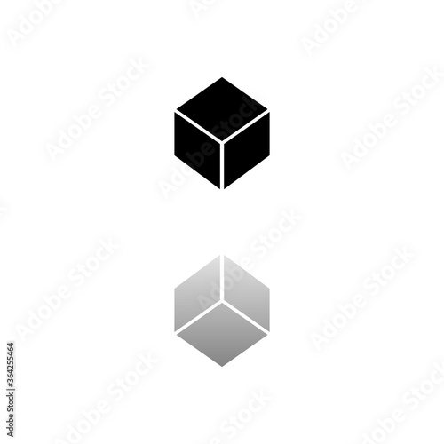 Geometric cube icon flat