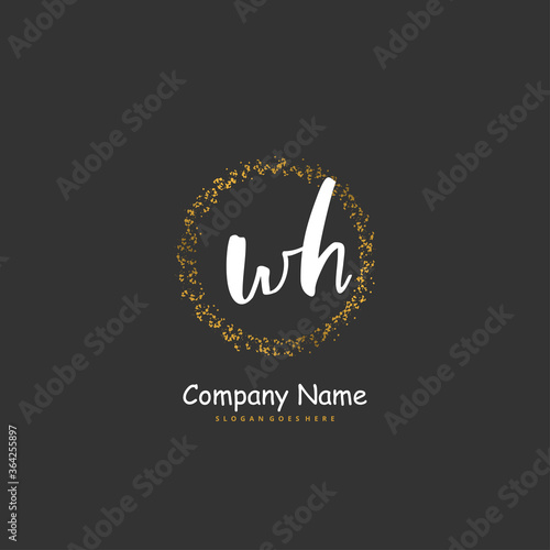 W H WH Initial handwriting and signature logo design with circle. Beautiful design handwritten logo for fashion, team, wedding, luxury logo.