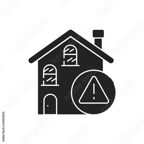 Home rental scam black glyph icon. Illegal action. Using high-pressure tactics to get victims to pay the rent in advance.Pictogram for web page, mobile app, promo. UI UX GUI design element