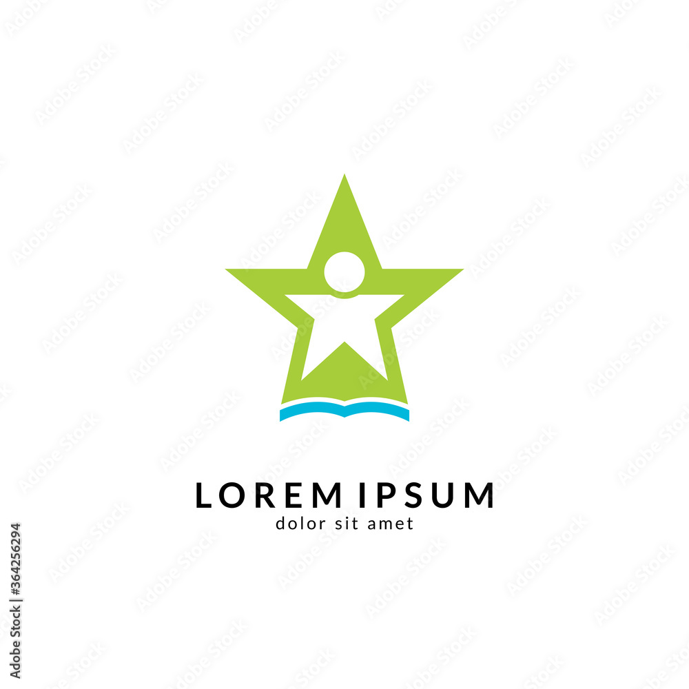 Star people logo design. Reaching stars vector logo. Academic education Star people logo design. Reaching stars vector logo. Academic education