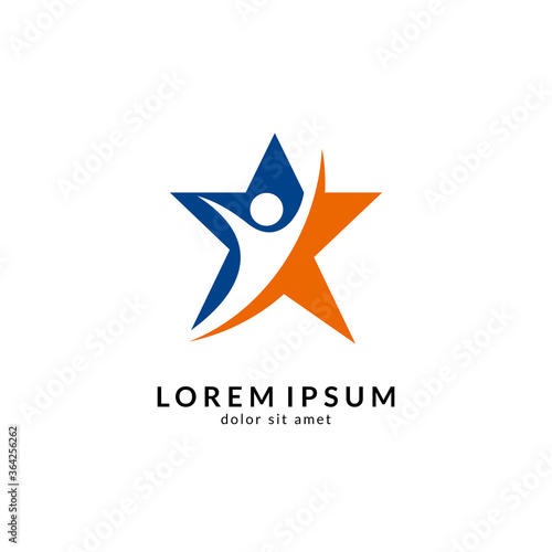 Star people logo design. Reaching stars vector logo. Academic education 