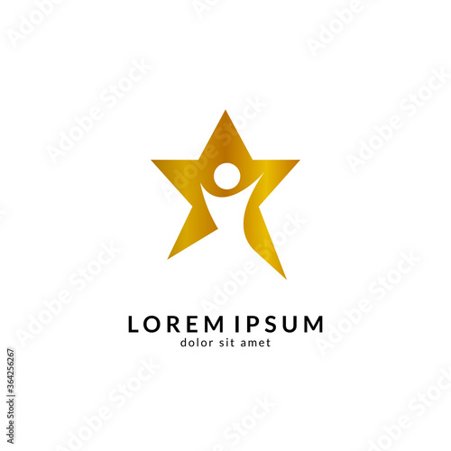 Star people logo design. Reaching stars vector logo. Academic education 
