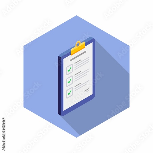 Checklist Isometric right view icon vector isometric. Flat style vector illustration.