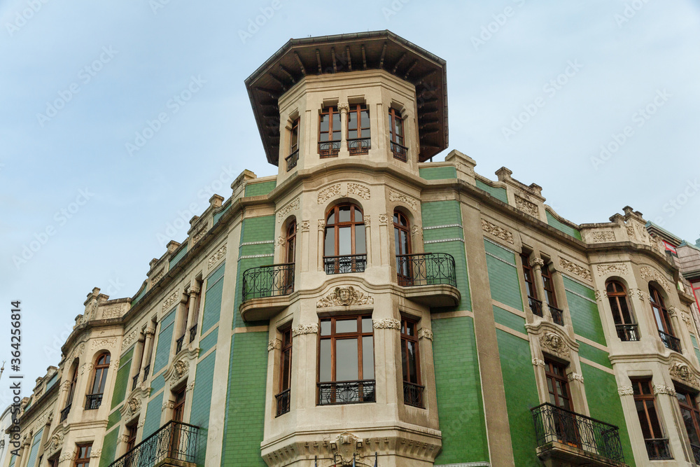 Art Nouveau architecture of Oviedo, Principality building facade, Spain