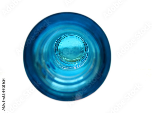 The bottom of the glass bottle. Inside view