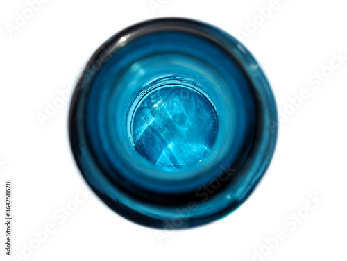 The bottom of the glass bottle. Inside view