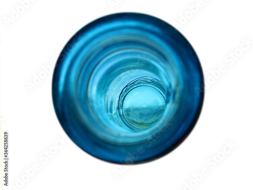 The bottom of the glass bottle. Inside view