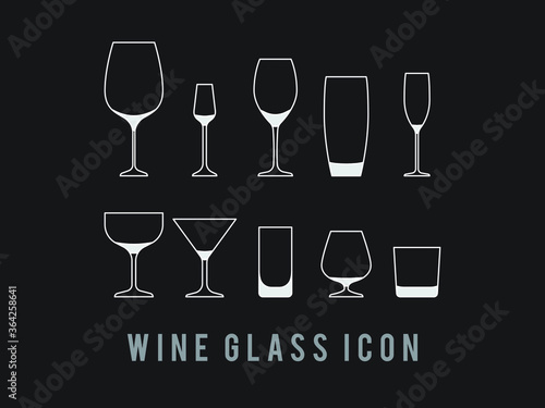 Wine glass outline icon. Vector illustration. Icon Set high quality outline symbol for web design or mobile app. Wineglasses thin line signs for design logo, visit card, etc.