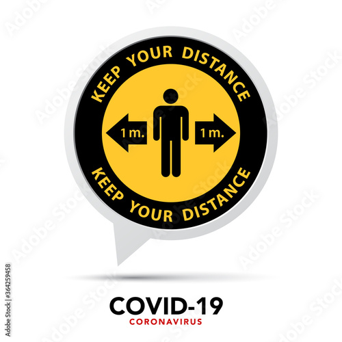 Social distancing banner. Keep the 1 meter distance.