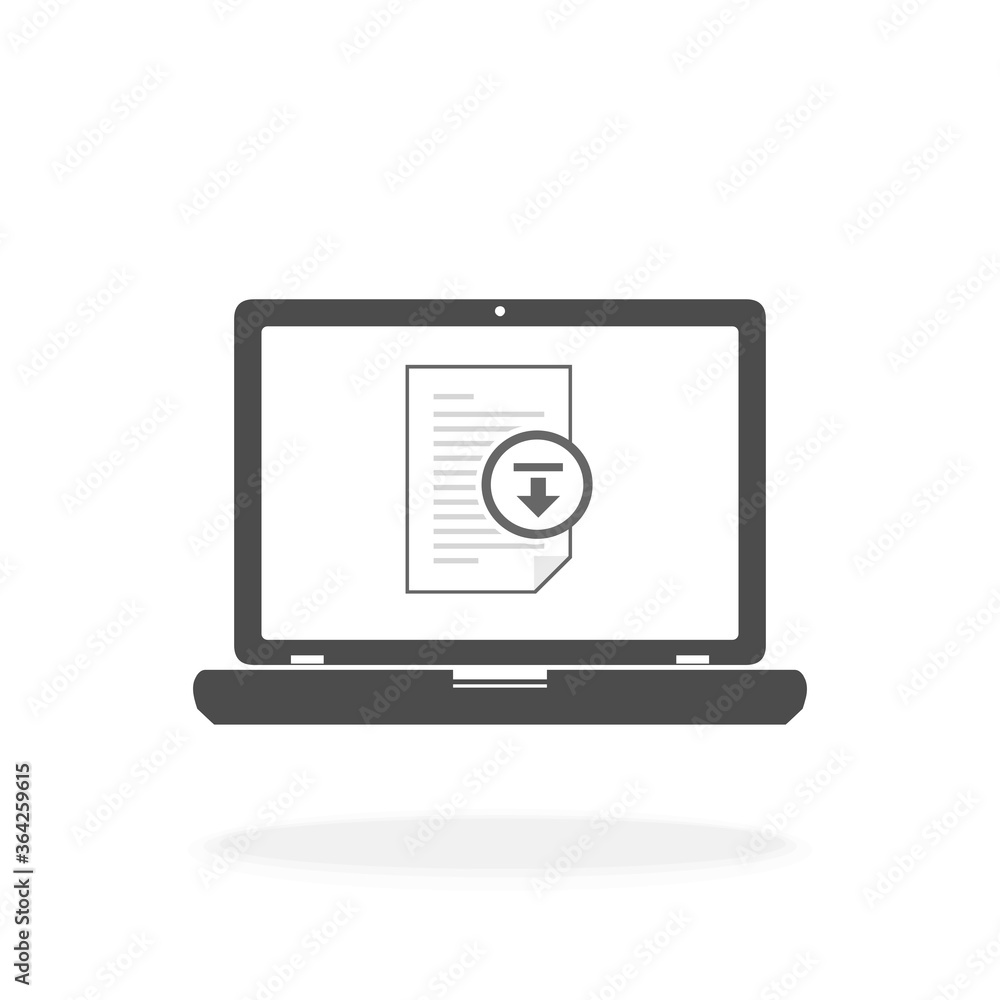 Computer With Document Download Icon for Data Transfer Concept - Vector Icon Illustration Sign Computer With Document Download Icon for Data Transfer Concept - Vector Icon Illustration Sign