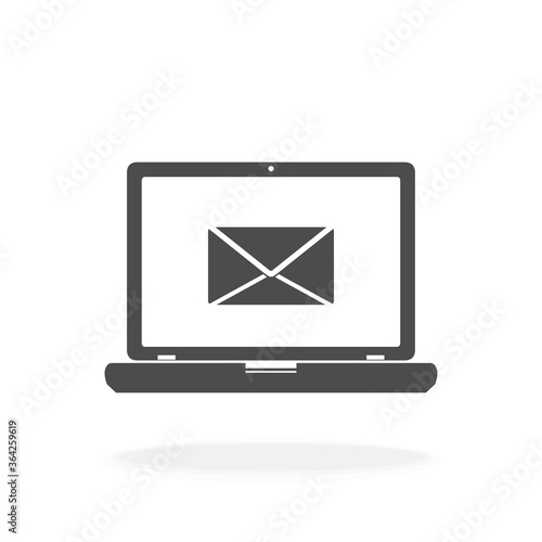 Computer With Envelope Icon for sending and receiving email Concept - Vector Icon Illustration Sign