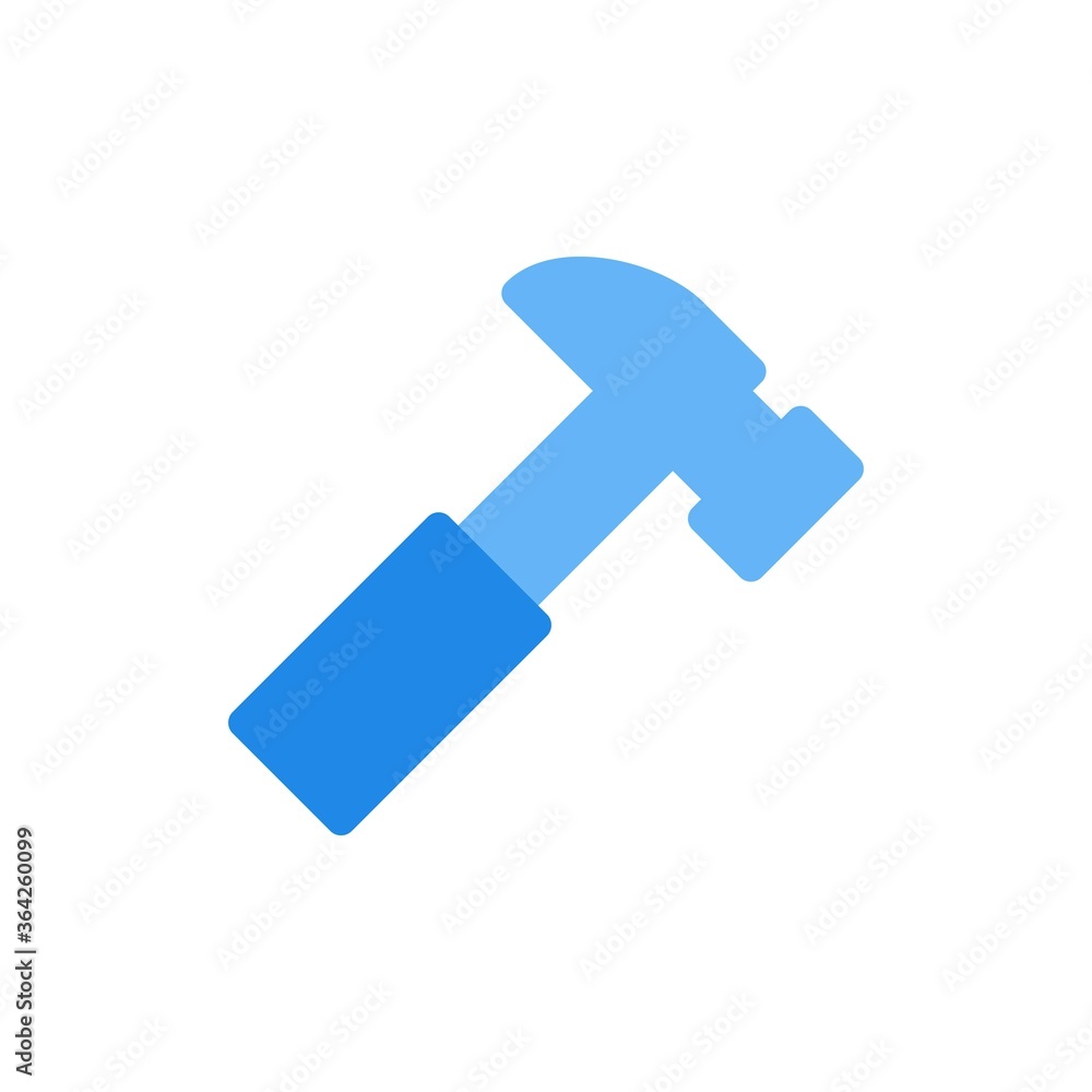 Hammer icon illustration in flat design style. Repair, construction sign. Hammer icon illustration in flat design style. Repair, construction sign.