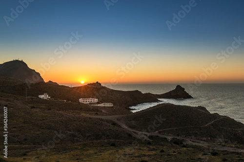 Vista del amanecer en el Parque Natural de Cabo de Gata-N  jar  provincia de Almer  a  Andaluc  a  Espa  a