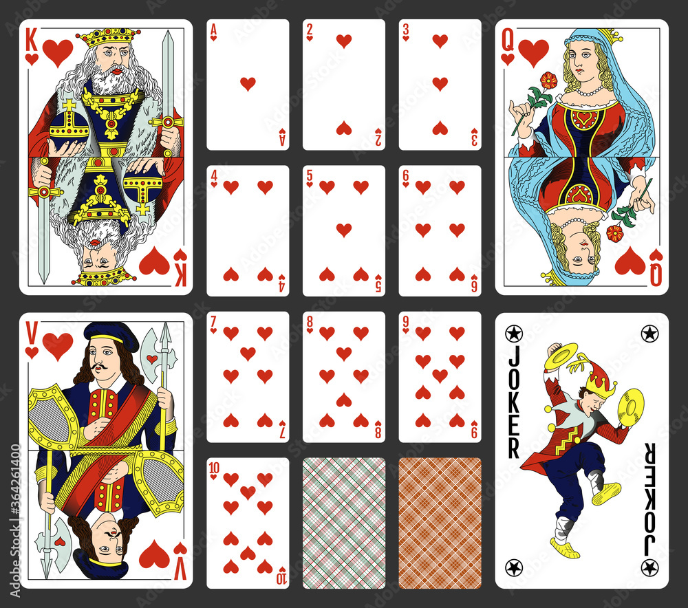 Fototapeta premium Hearts suite design for a pack of traditional style playing cards