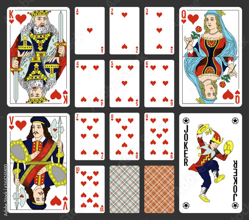 Hearts suite design for a pack of traditional style playing cards