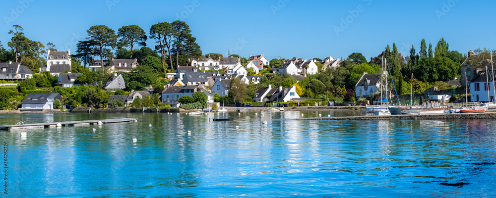 Brittany, Ile aux Moines island in the Morbihan gulf, the typical harbor and old boats
