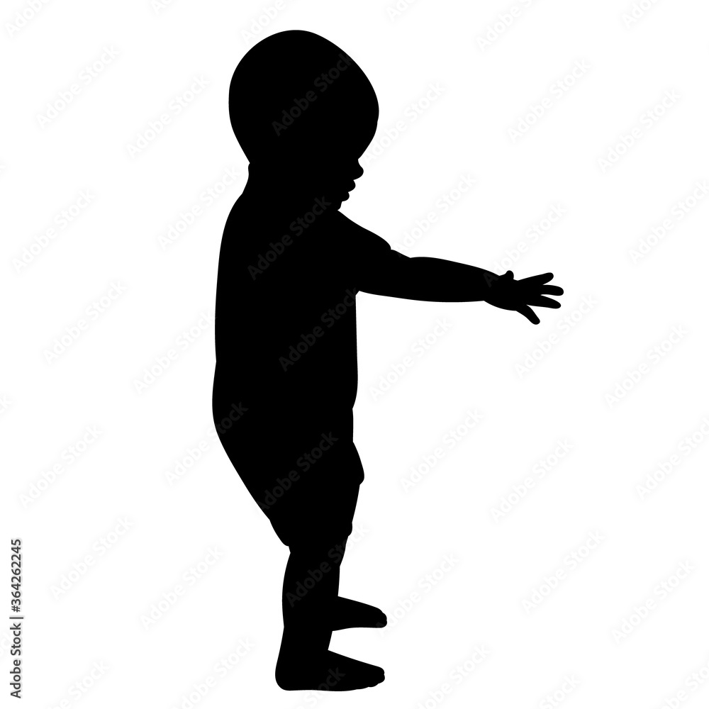 vector, isolated, black silhouette boy child