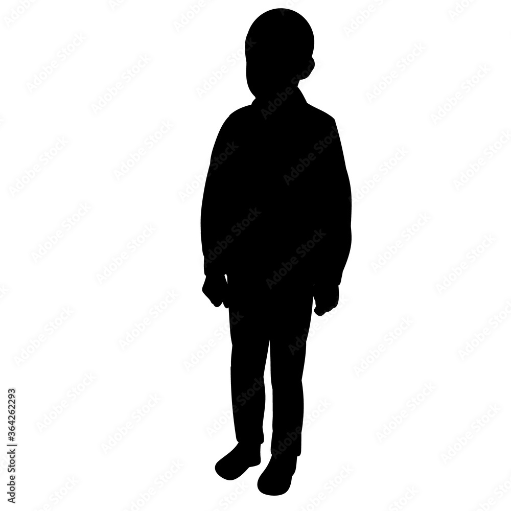 vector, isolated, black silhouette boy child
