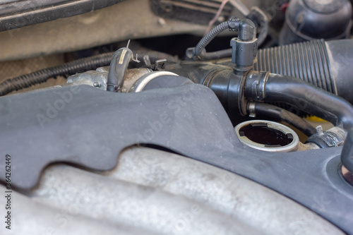 close up of a car engine, car engine details