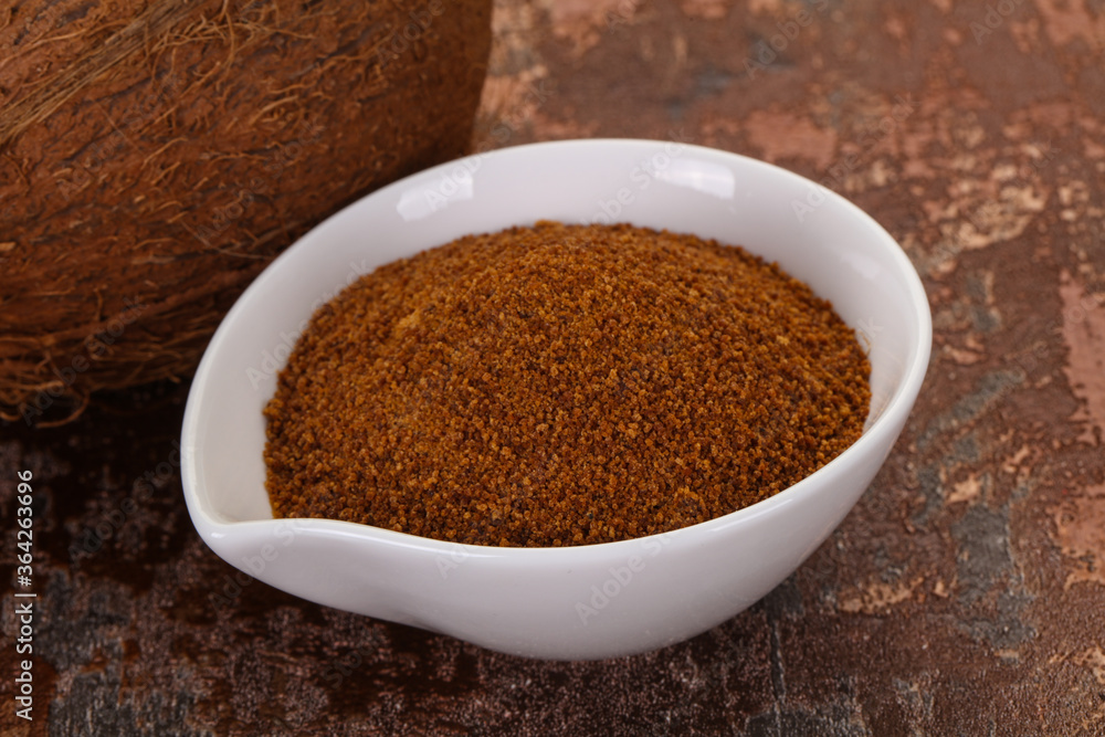 Coconut brown sugar in the bowl Coconut brown sugar in the bowl