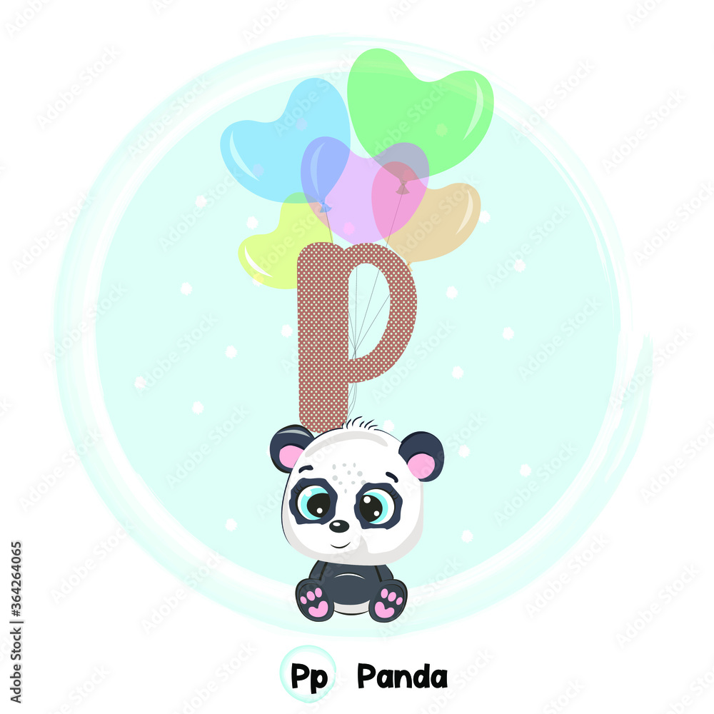 Cute Animal Alphabet Series A-Z. Art vector illustration.