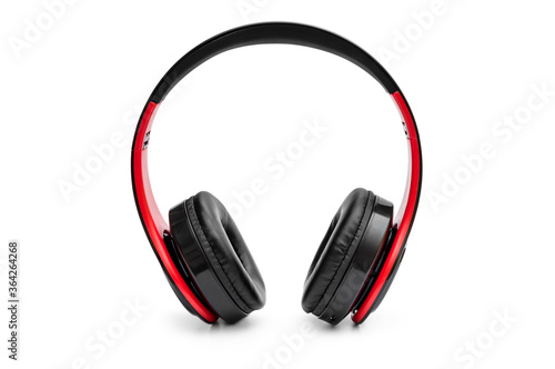 Bluetooth headphones on a white background.