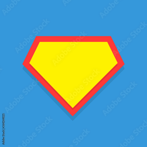 Blank Superhero logo template isolated on blue background.