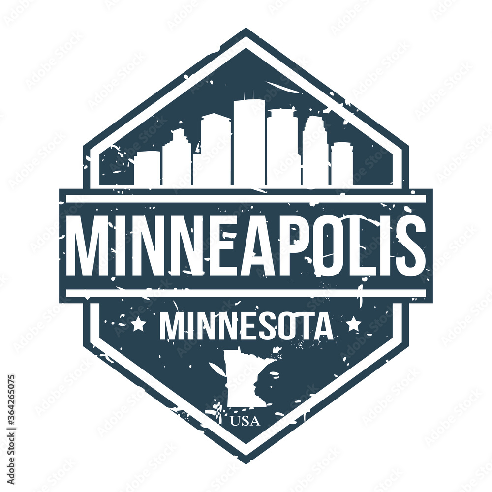 Fototapeta premium Minneapolis Minnesota USA Travel Stamp Icon Skyline City Design.