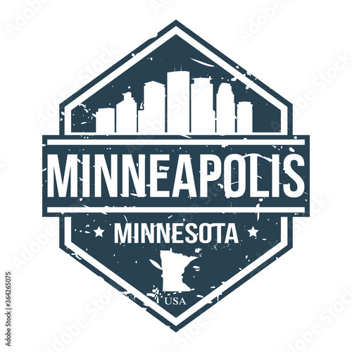 Minneapolis Minnesota USA Travel Stamp Icon Skyline City Design.