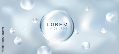 Translucent gray sphere with glares and bubble on clean background concept and space for your text. vector illustration