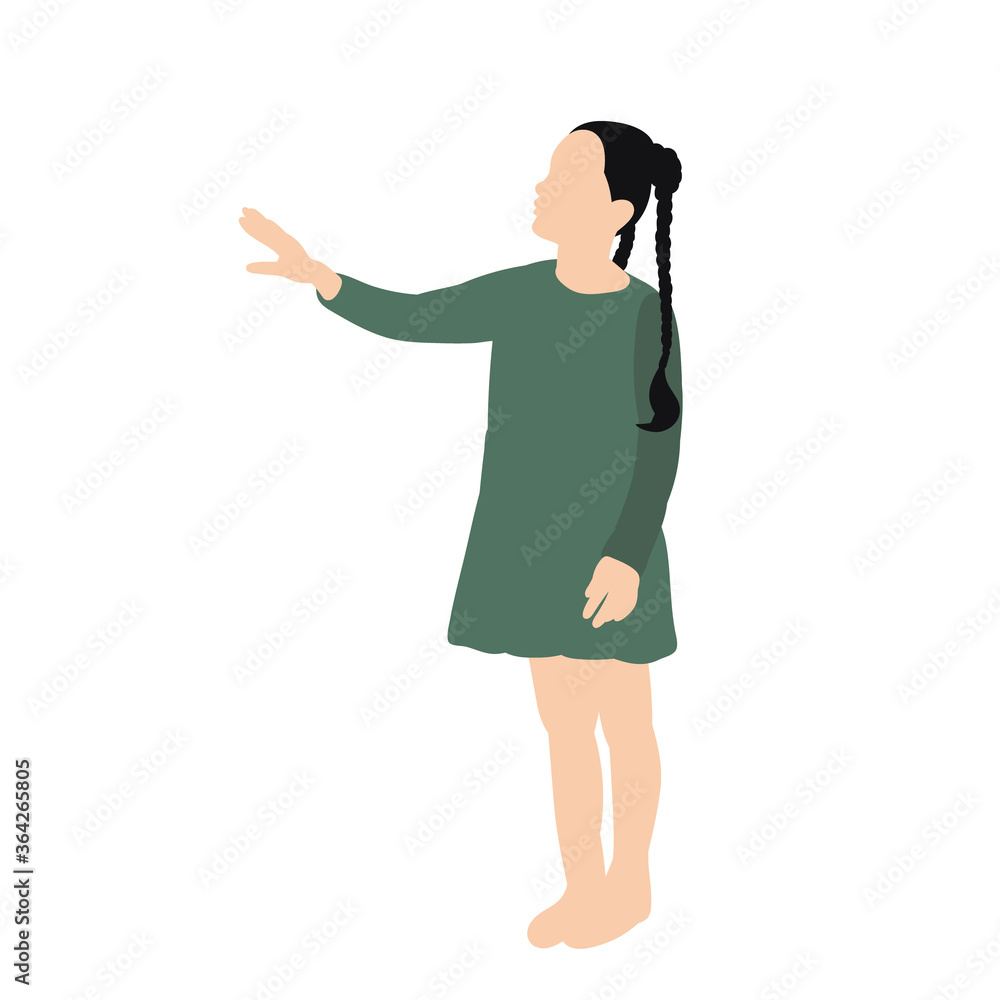 flat style child girl in dress flat style child girl in dress