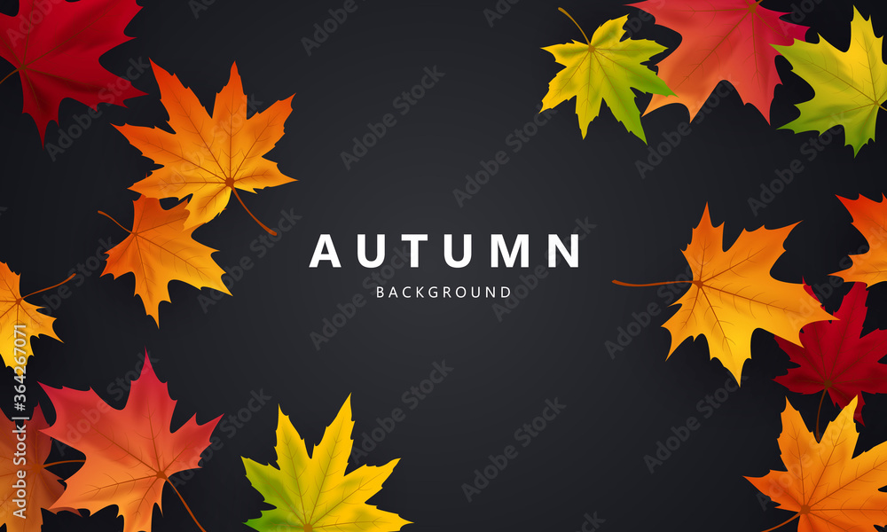 Autumn background poster design for sale decorated with colorful leaves
