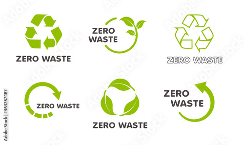 Recycling icon collection. Vector set of green circle arrows isolated on white background. Rotate arrow and spinning loading symbol. Eco logo zero waste concept.	
 photo